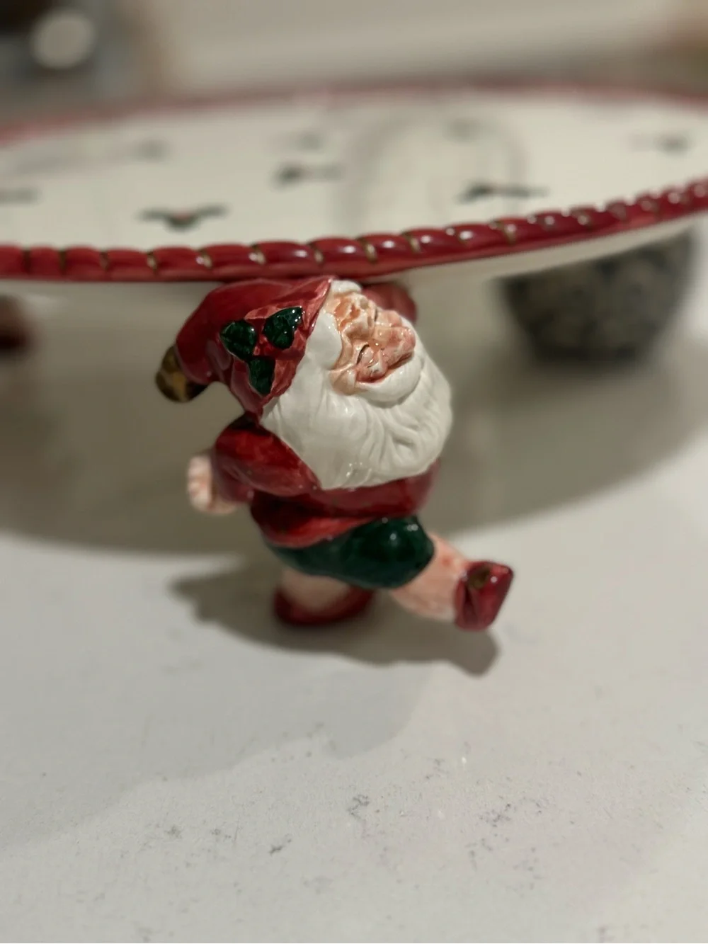Rare / Fitz & Floyd Old World Christmas Elves 12-Inch Pedestal Cake Stand